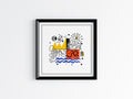 Mid-Century Geometric Square Print digital download, warm color-block geometric art