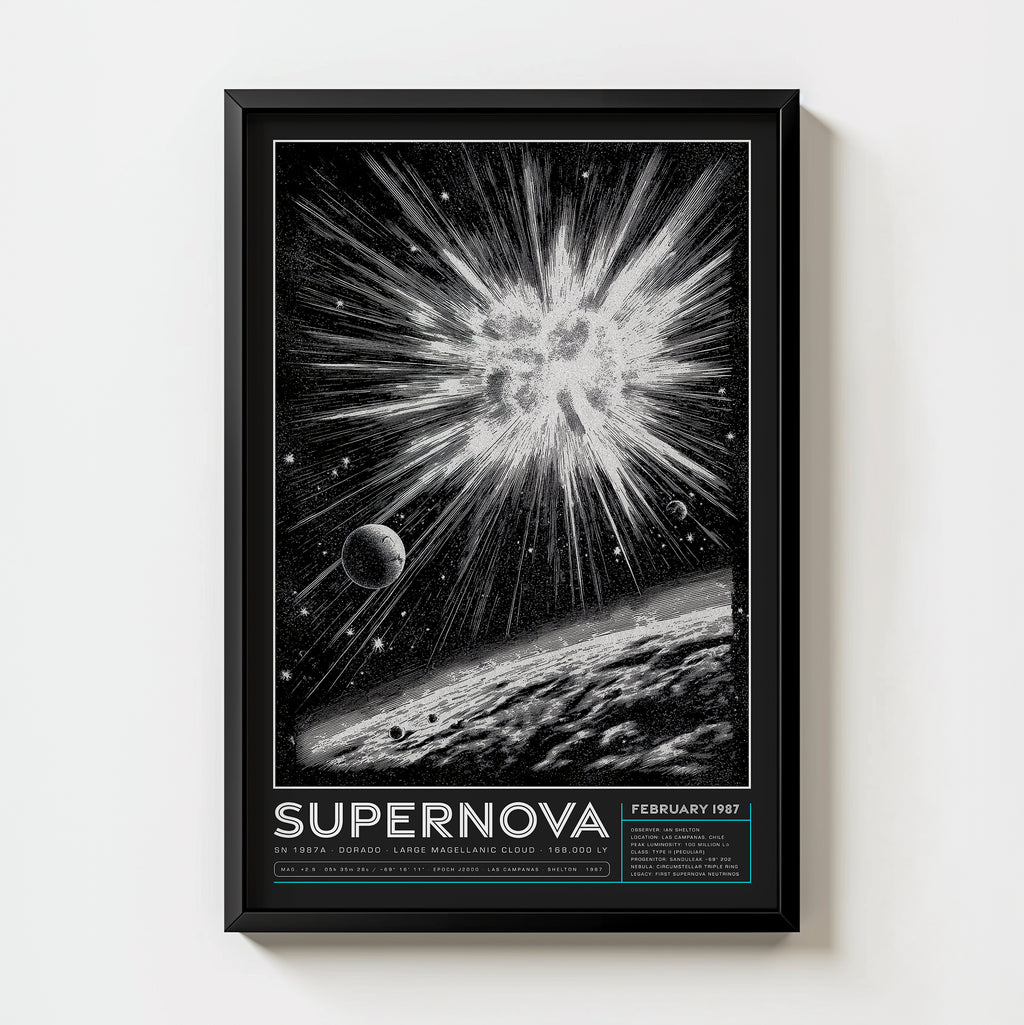 SN 1987A Supernova Print: Black & White Astronomy Wall Art