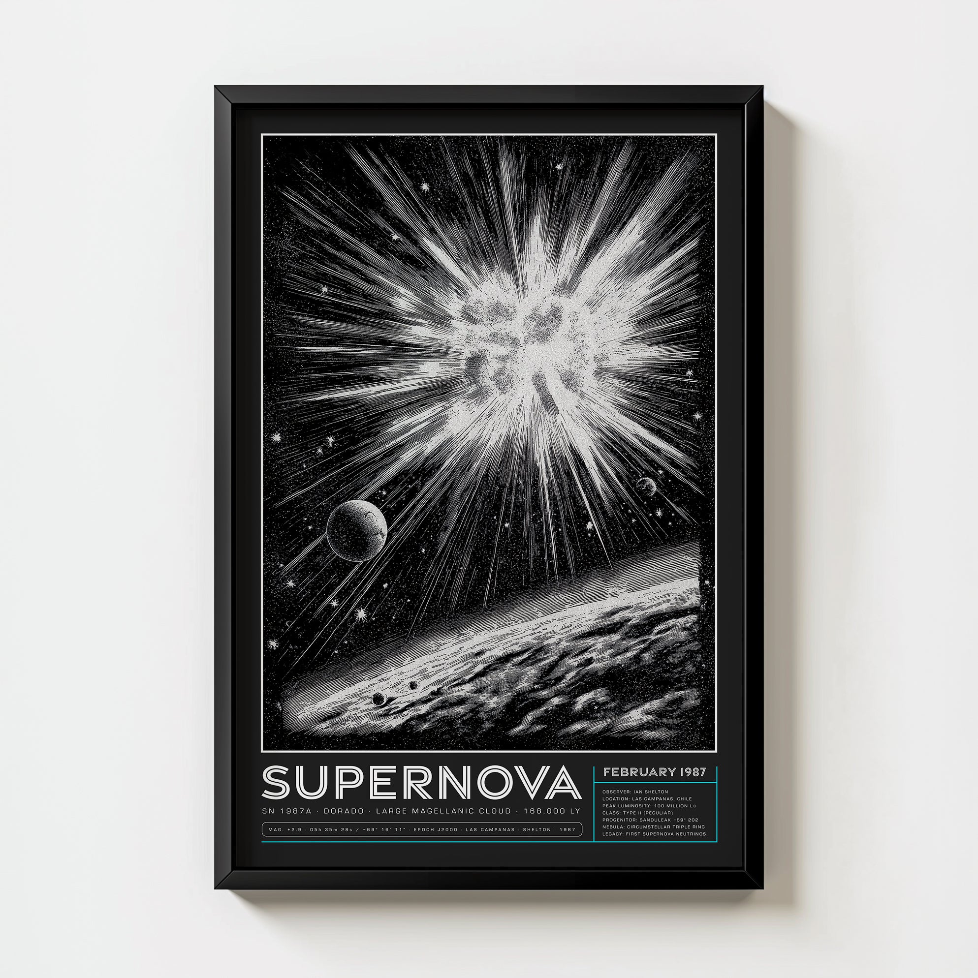 SN 1987A Supernova Print: Black & White Astronomy Wall Art