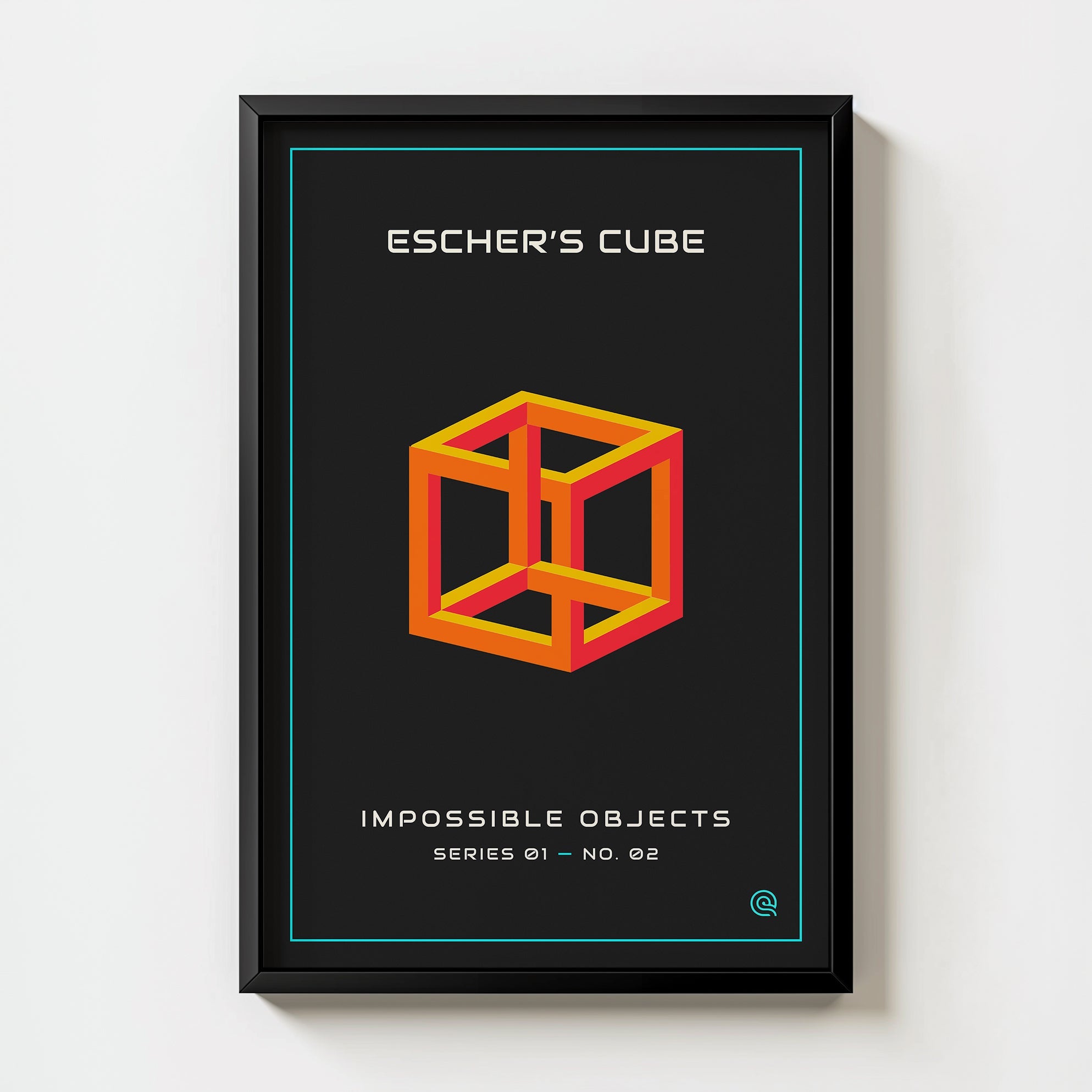 Impossible Cube Print — Digital Download digital download, the impossible cube optical illusion in a retro palette