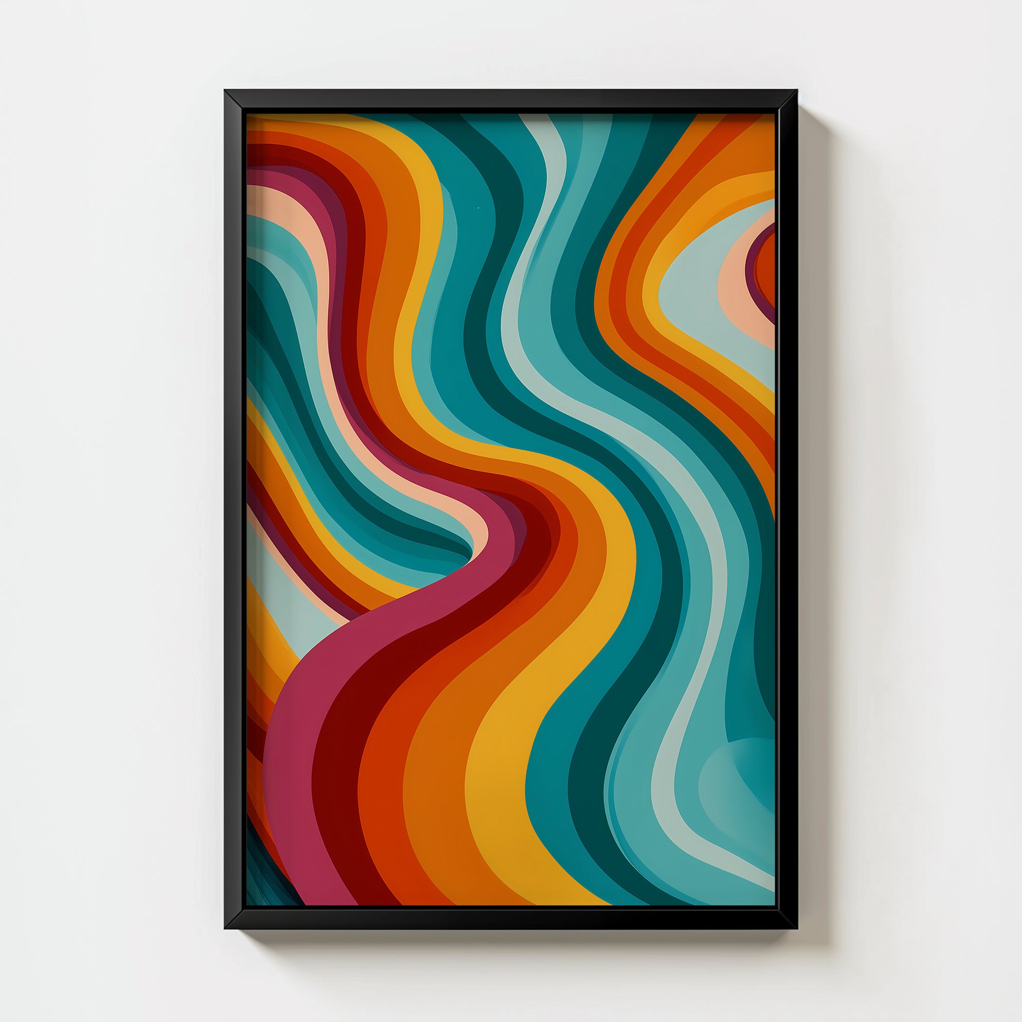 Groovy Retro Swirl Print art print, rainbow swirls in a groovy sixties-and-seventies palette