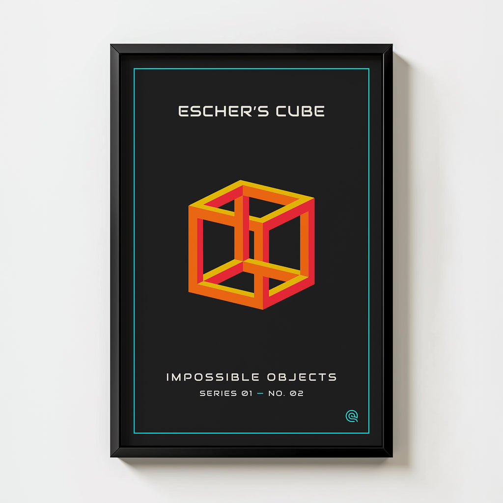 Impossible Cube Print art print, the impossible cube optical illusion in a retro palette