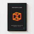 Impossible Cube Print art print, the impossible cube optical illusion in a retro palette