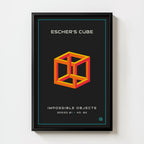 Impossible Cube Print art print, the impossible cube optical illusion in a retro palette