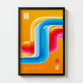 Neon retro-futuristic geometric abstract art print