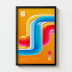 Neon retro-futuristic geometric abstract art print