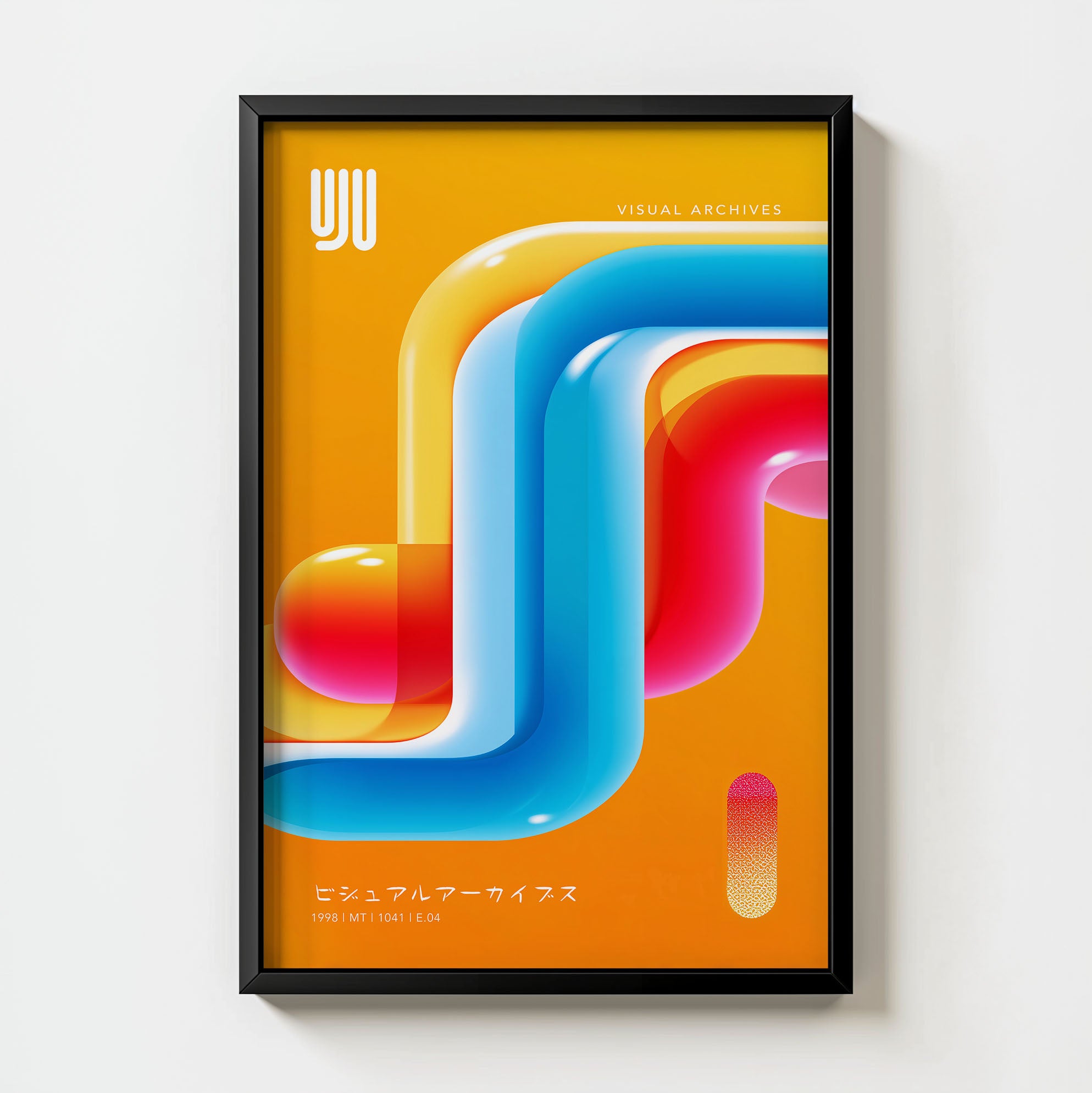 Neon Abstract Print: Retro-Futuristic Geometric Wall Art