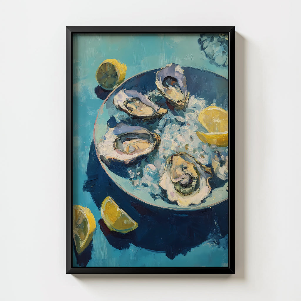 Oyster Still Life Print: Coastal Kitchen Wall Art