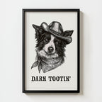 Cowboy Dog Print digital download, dog dressed in cowboy hat, bandana and boots