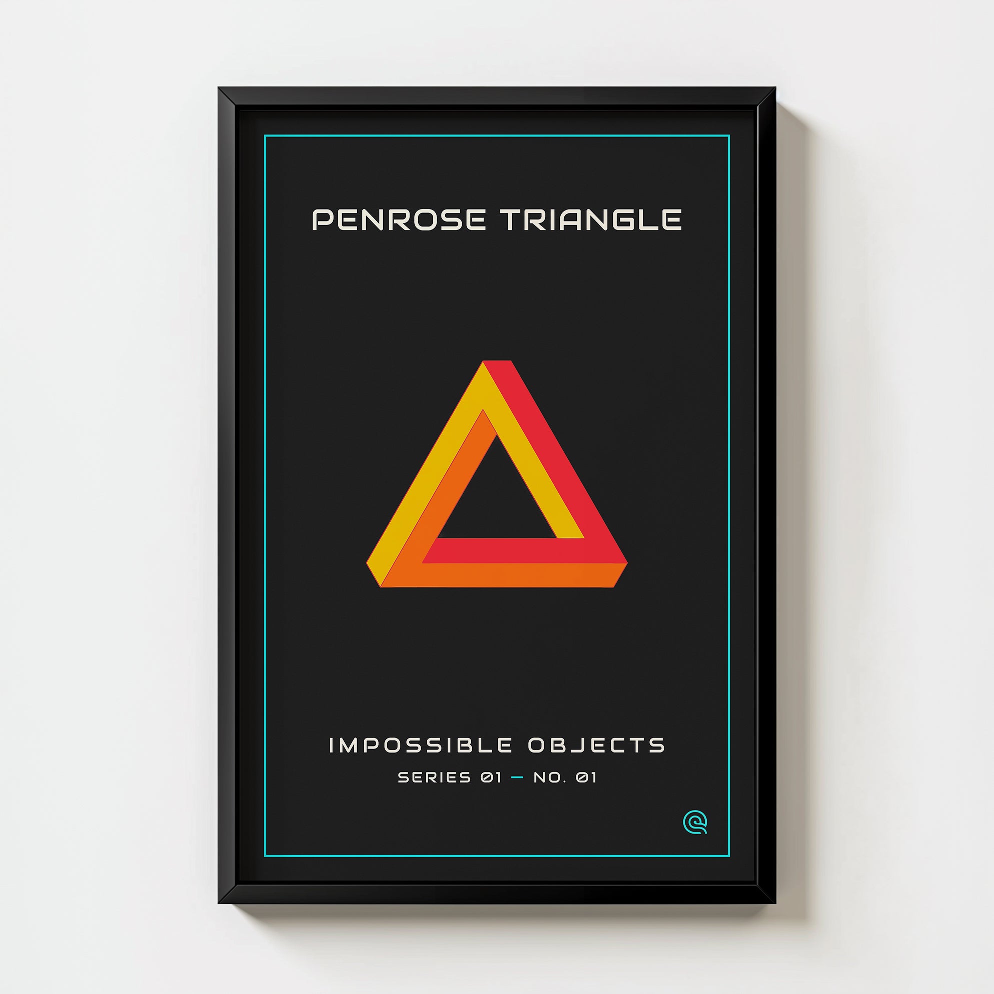 Penrose Triangle Print art print, the impossible Penrose triangle, optical illusion art