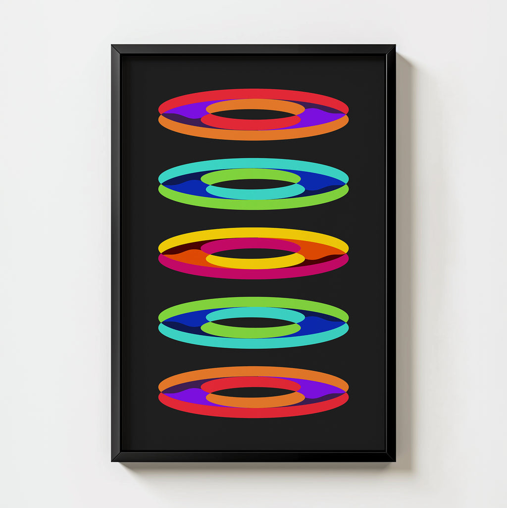 Retro Geometric Rings Print art print, concentric rings in warm mid-century color