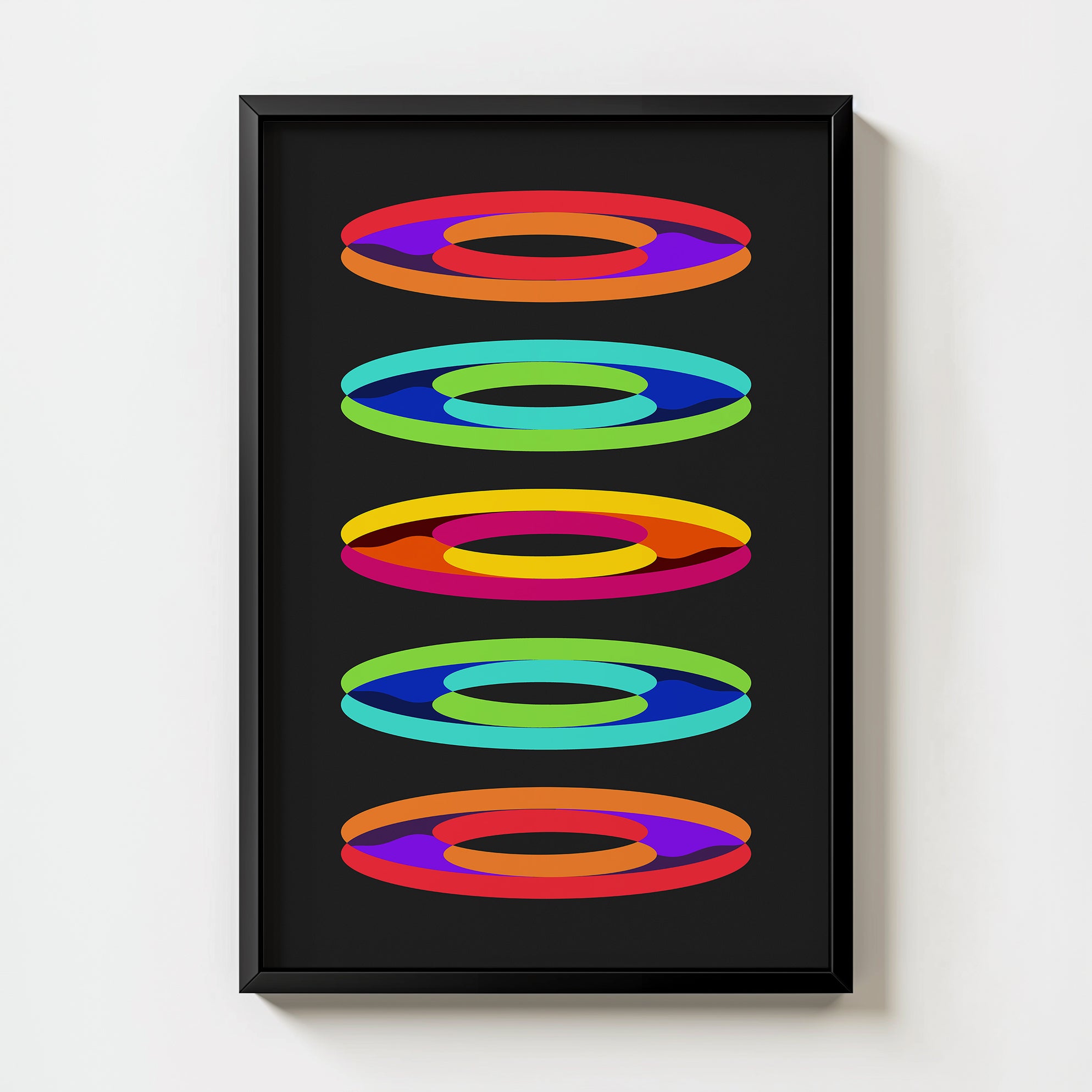 Retro Geometric Rings Print art print, concentric rings in warm mid-century color