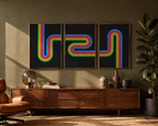 Retro Rainbow Print Triptych Set — Digital Download