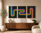 Retro Rainbow Print Triptych Set